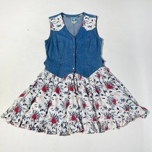 VINTAGE 90s DENIM FLOWY MINI DRESS